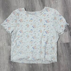 American Eagle Outfitters Floral Short Sleeve Tee - Gray Multi